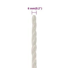 Vidaxl Pracovní lano bílé 6 mm 100 m polypropylen