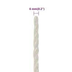 Vidaxl Pracovní lano bílá 6 mm 500 m polypropylen