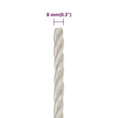 Greatstore Pracovní lano bílá 8 mm 250 m polypropylen