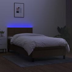 Greatstore Box spring postel s matrací a LED tmavě hnědá 80x200 cm textil