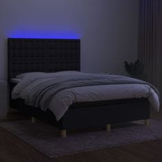 Greatstore Box spring postel s matrací a LED černá 140x190 cm textil