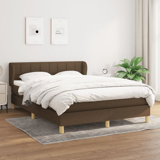 Greatstore Box spring postel s matrací tmavě hnědá 140x200 cm textil