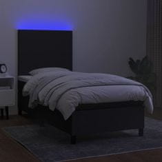 Greatstore Box spring postel s matrací a LED černá 80 x 200 cm textil