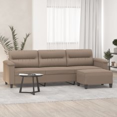 Greatstore 3místná pohovka s podnožkou taupe 210 cm tkanina z mikrovlákno