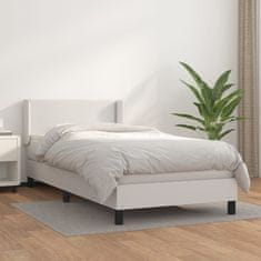 Greatstore Box spring postel s matrací bílá 90x200 cm umělá kůže