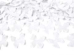 PartyDeco Vystřelovací konfety bílé motýlé 60cm