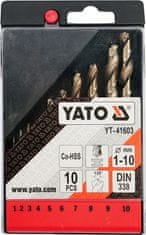 YATO Sada vrtáků na kov 10ks HSS-COBALT 1-10mm