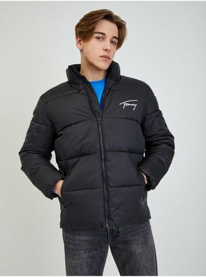 Tommy Jeans Černá pánská prošívaná bunda Tommy Jeans Signature Puffer