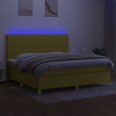 Vidaxl Box spring postel s matrací a LED zelená 200x200 cm textil