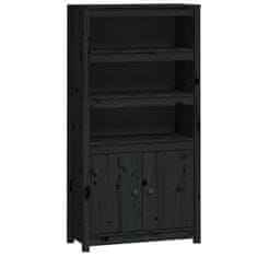 Greatstore Skříň highboard černá 80 x 35 x 154 cm masivní borové dřevo