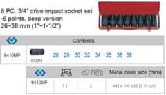 KING TONY TOOLS Sada 3/4 8Cz Dlouhé šestihroté matice 26-38Mm