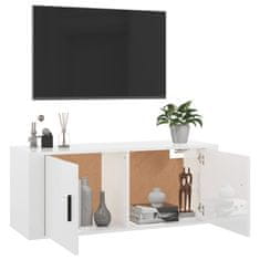 Greatstore Nástěnná TV skříňka bílá s vysokým leskem 100x34,5x40 cm