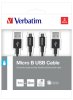 Verbatim Micro USB kabel 100cm + 30cm, SYNC + CHARGE černý