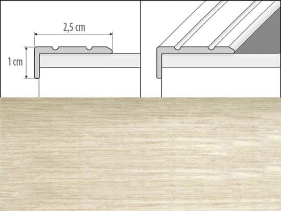 Effector Přechodové lišty A31 - SAMOLEPÍCÍ šířka 2,5 x výška 1 x délka 90 cm - dub bělený