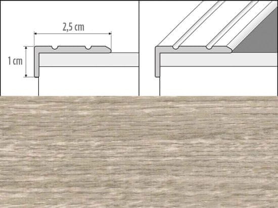 Effector Přechodové lišty A31 - SAMOLEPÍCÍ šířka 2,5 x výška 1 x délka 90 cm - dub malaga