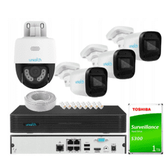 Uniview CCTV Sada IP Surveillance 4x kamera, IR30, 4MP / 3MP POE s otočnou kamerou