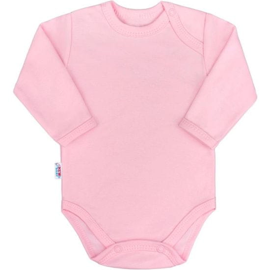 NEW BABY Nový dětský pastelově růžový 74 (6-9m) kojenecký bavlněný body s dlouhým rukávem