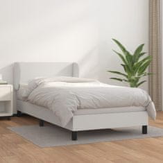 Greatstore Box spring postel s matrací bílá 100x200 cm umělá kůže