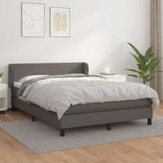 Greatstore Box spring postel s matrací šedá 140x200 cm umělá kůže