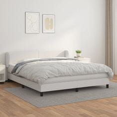 Greatstore Box spring postel s matrací bílá 160x200 cm umělá kůže