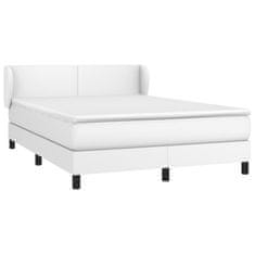 Greatstore Box spring postel s matrací bílá 140x200 cm umělá kůže