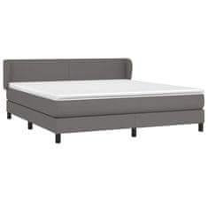 Greatstore Box spring postel s matrací šedá 160x200 cm umělá kůže