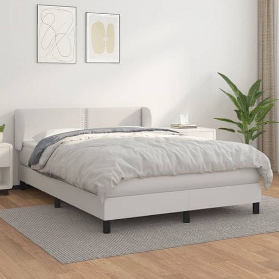 Greatstore Box spring postel s matrací bílá 140x200 cm umělá kůže