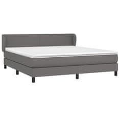 Greatstore Box spring postel s matrací šedá 180x200 cm umělá kůže