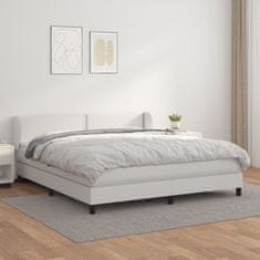 Greatstore Box spring postel s matrací bílá 160x200 cm umělá kůže