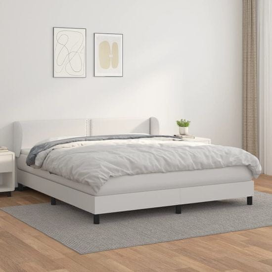 Greatstore Box spring postel s matrací bílá 180x200 cm umělá kůže