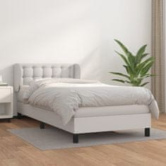 Greatstore Box spring postel s matrací bílá 90x200 cm umělá kůže