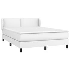 Greatstore Box spring postel s matrací bílá 140 x 190 cm umělá kůže