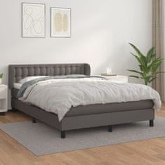 Greatstore Box spring postel s matrací šedý 140 x 190 cm umělá kůže