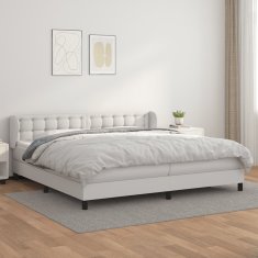 Greatstore Box spring postel s matrací bílá 200x200 cm umělá kůže