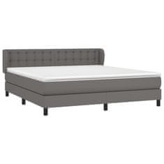 Greatstore Box spring postel s matrací šedá 180x200 cm umělá kůže