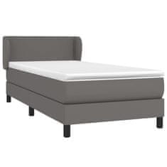 Greatstore Box spring postel s matrací šedá 100x200 cm umělá kůže