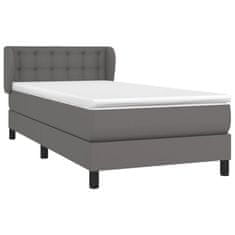 Greatstore Box spring postel s matrací šedý 90x190 cm umělá kůže