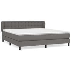 Greatstore Box spring postel s matrací šedá 180x200 cm umělá kůže