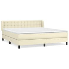 Greatstore Box spring postel s matrací krémová 160x200 cm umělá kůže