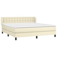 Greatstore Box spring postel s matrací krémová 160x200 cm umělá kůže