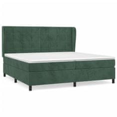 Greatstore Box spring postel s matrací tmavě zelená 200x200 cm samet