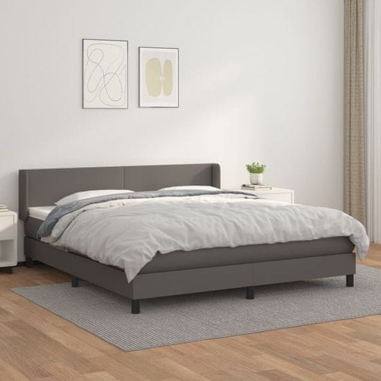 Greatstore Box spring postel s matrací šedá 160x200 cm umělá kůže