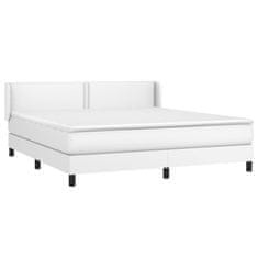 Greatstore Box spring postel s matrací bílá 160x200 cm umělá kůže