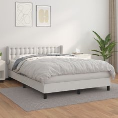 Greatstore Box spring postel s matrací bílá 140x200 cm umělá kůže