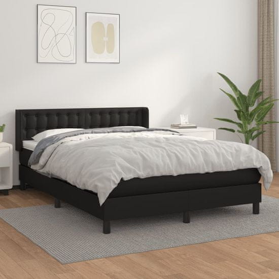 Greatstore Box spring postel s matrací černá 140x200 cm umělá kůže