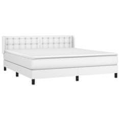 Greatstore Box spring postel s matrací bílá 160x200 cm umělá kůže