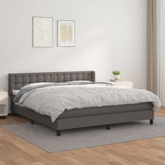 Greatstore Box spring postel s matrací šedá 160x200 cm umělá kůže