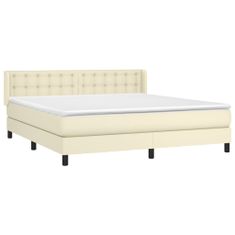 Greatstore Box spring postel s matrací krémová 180x200 cm umělá kůže