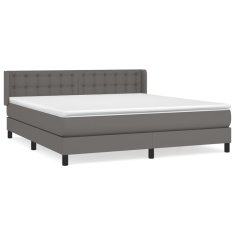 Greatstore Box spring postel s matrací šedá 160x200 cm umělá kůže