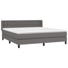 Greatstore Box spring postel s matrací šedá 160x200 cm umělá kůže